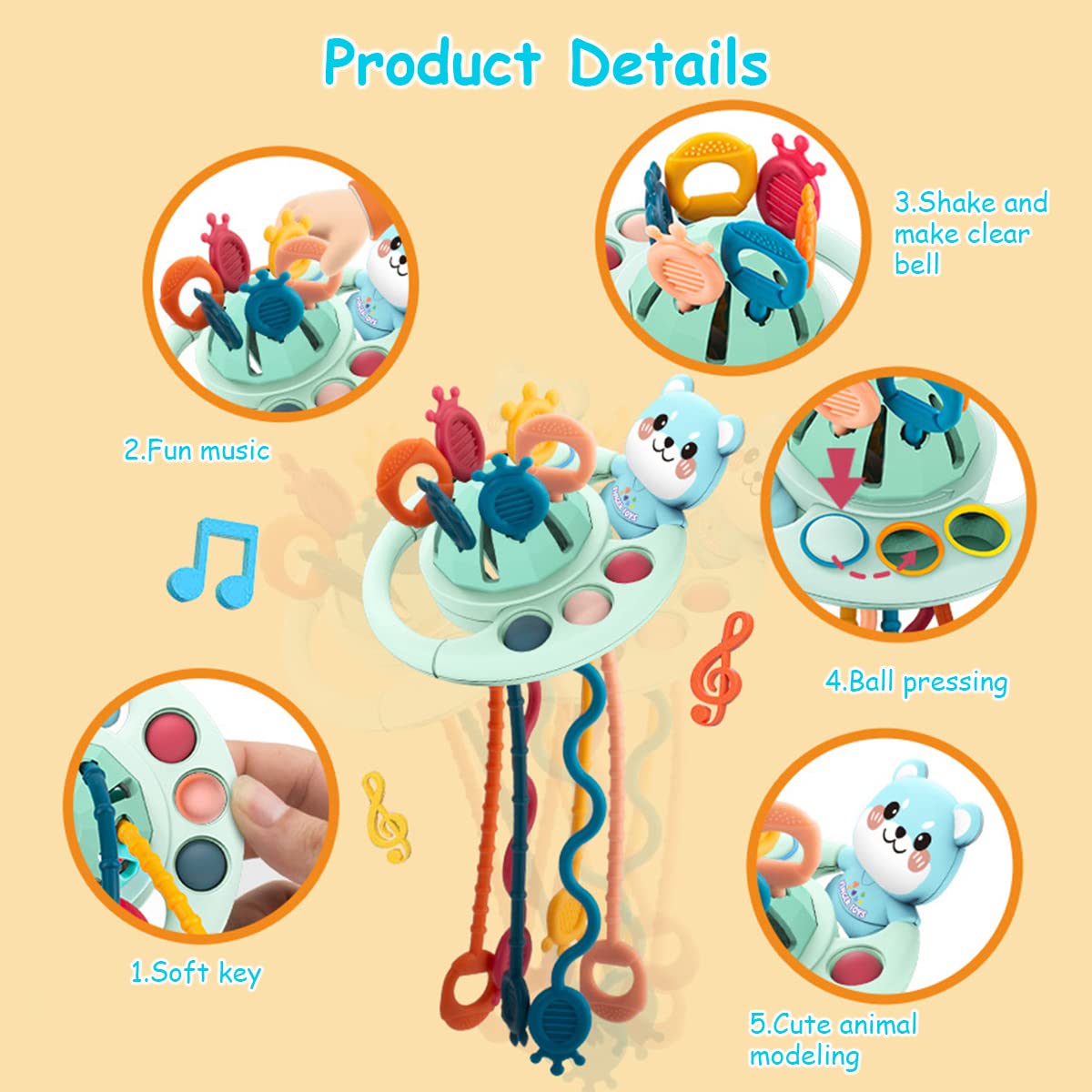 PATPAT Sensory Toys for Kids, Bear Activity Toy for Baby Sensory Development Silicone Montessori Toys for Toddler Soothing Toy Kids Interactive Toy Early Educational Toys Gifts for Newborns - Blue PATPAT Sensory Toys for Kids, Bear Activity Toy for Baby Sensory Development Silicone Montessori Toys for Toddler Soothing Toy Kids Interactive Toy Early Educational Toys Gifts for Newborns - Blue